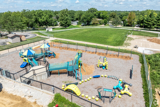 Lucas Elementary's playgrounds are modern and diverse.
