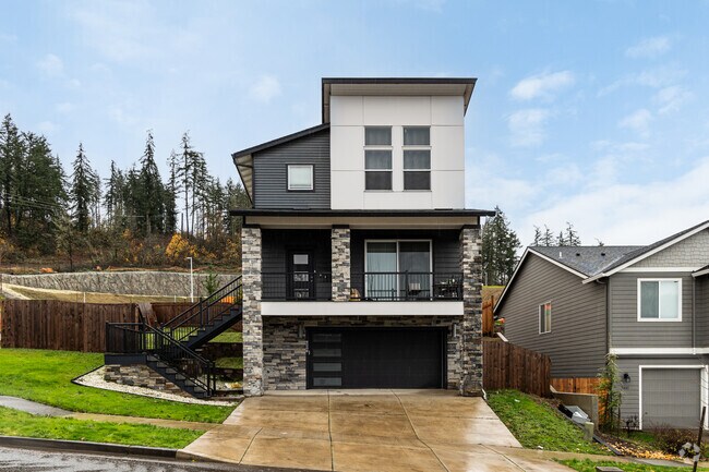 A newly constructed contemporary home sits in Goshen.
