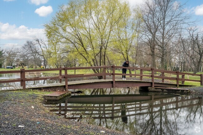 Stroll along the wooded bridge at Edward W. Cahill Memorial Park in nearby Valley Stream.