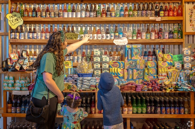 Rocket Fizz at Lakeside Village is an eclectic storefront full of classic sodas and candies.