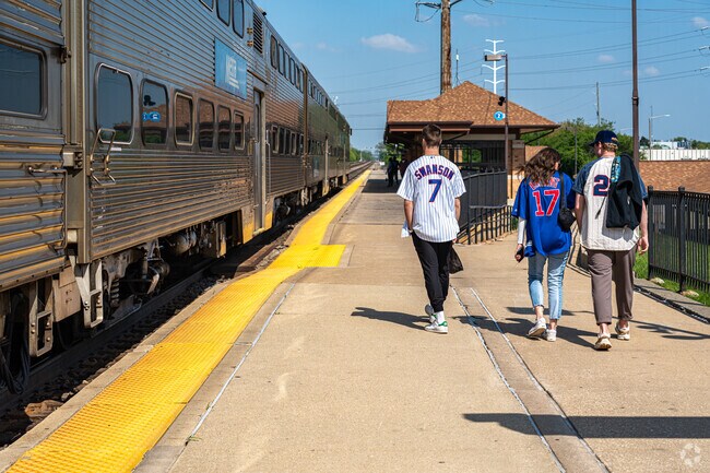 The Metra ride from Naperville to Union Station in Downtown Chicago takes about an hour.