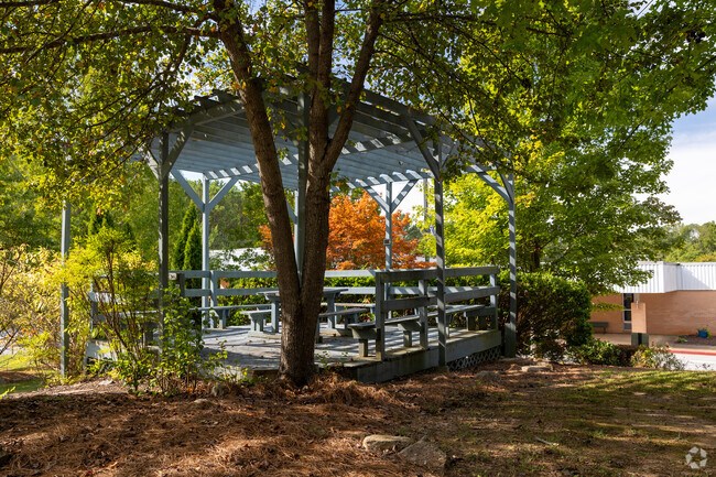 Garrison Mill Elementary School has a nice sitting area in the front.