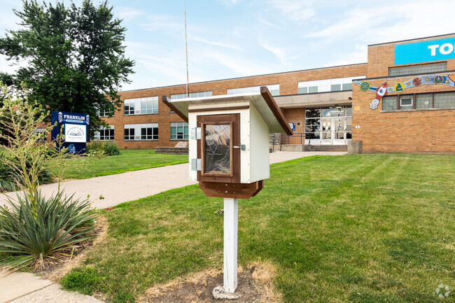 Find your next book at the Free Little Library just outside Franklin STEAM Academy.