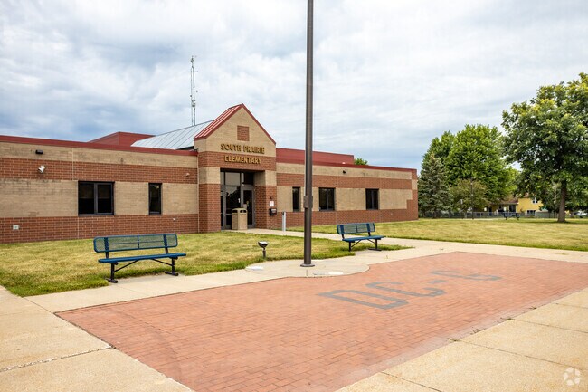 Grimes' South Prairie Elementary School has benches for students needing a break outside.