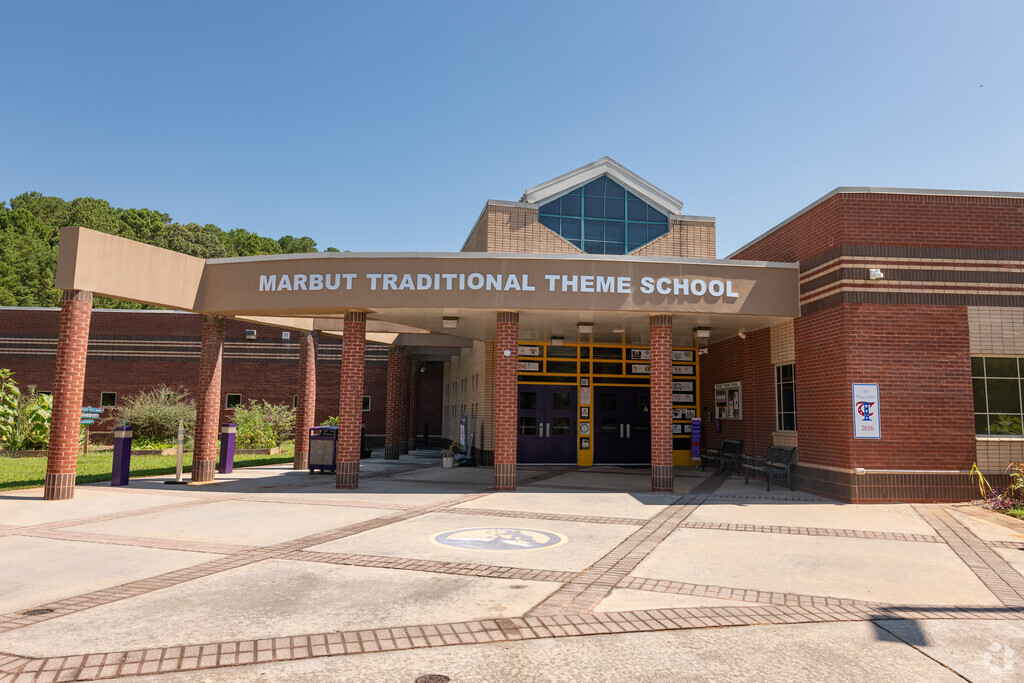 Main entrance to Marbut Traditional Theme School in Lithonia, GA.
