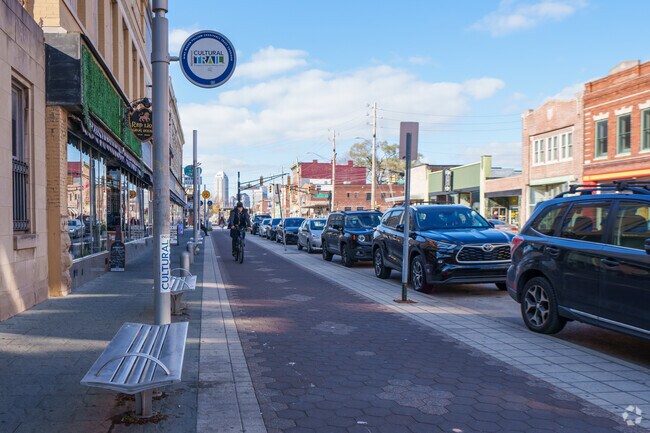 You'll find many traveling via bike on the Indianapolis Cultural Trail in Fountain Square.