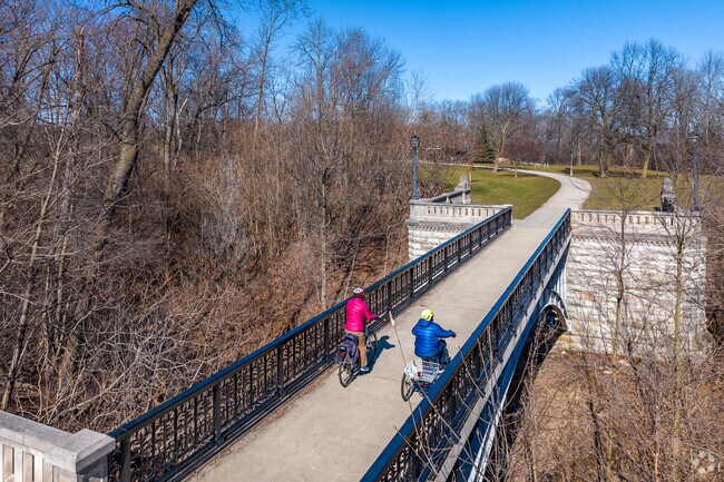 Bikers enjoy riding through Lake Park for its trails and great views.