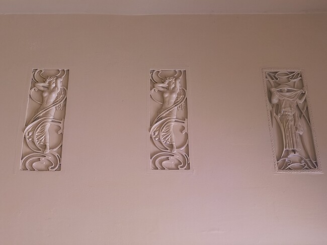 Features unique plasterwork details.