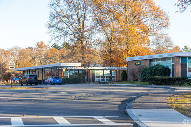 The main arrival area for students at the Fox Hill Elementary School in Burlington, MA.