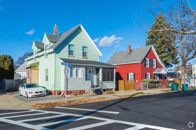 A row of colorful homes in Chatham Street neighborhood of Lynn, MA.