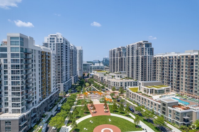 Harbor Point combines high-rises with public green space.