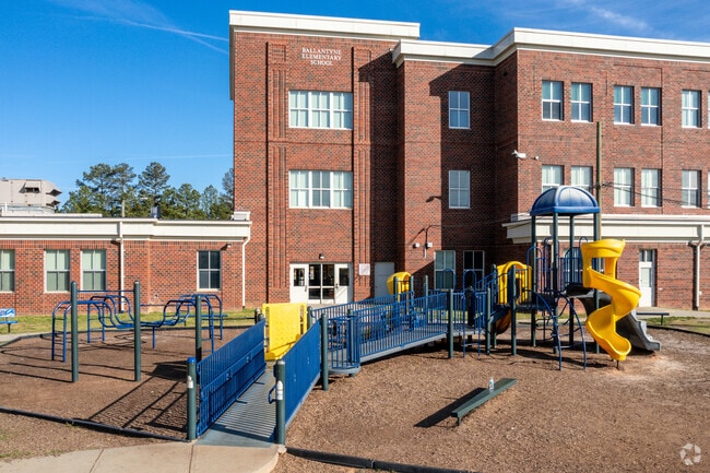Ballantyne Elementary in Ballantyne has a playground for students to enjoy during recess.
