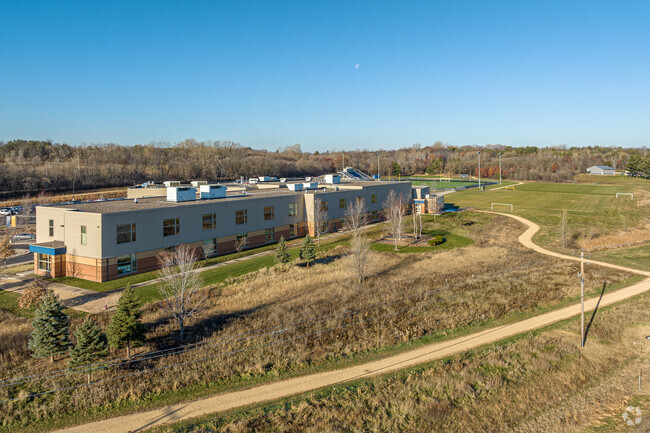 There are walking paths surrounding St. Croix Preparatory Academy.