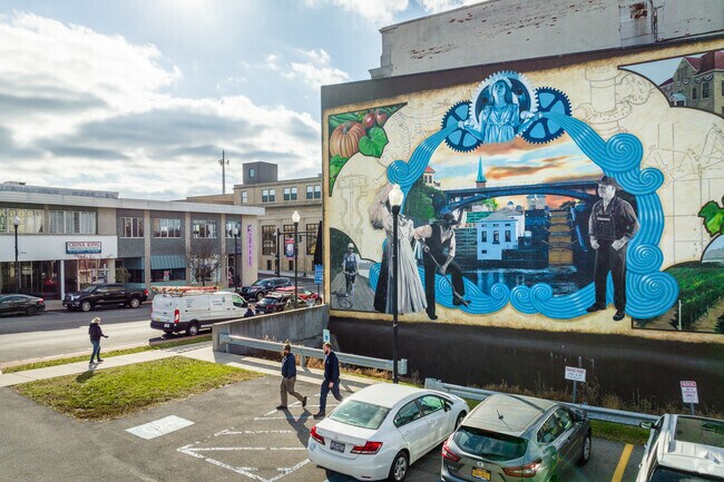 A large mural is featured in downtown Lockport.