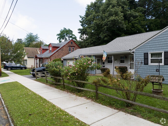 A row of mixed styled homes in the Bay area of Springfield, MA.
