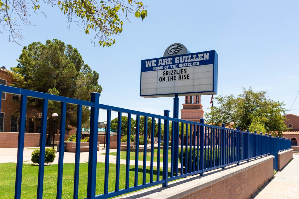 Guillen Middle School's school marquee welcomes the 
