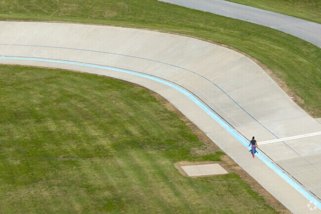 Bikers and walkers enjoy the Penrose Park Velodrome.