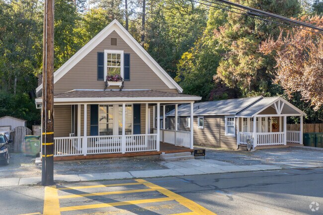 Homes have very little yard space in the downtown area in Placerville.