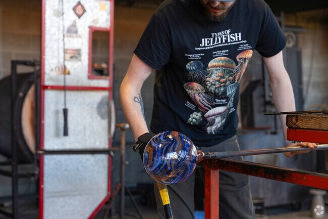 The Lincoln City Glass Center lets customers buy or blow their own unique glass float.