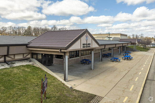 New Glarus High School shares a campus and building with its Middle School.