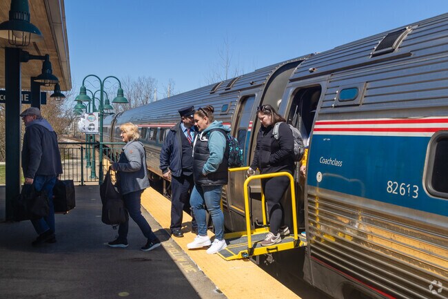 Biddeford enjoys the nearby access of an Amtrack station.