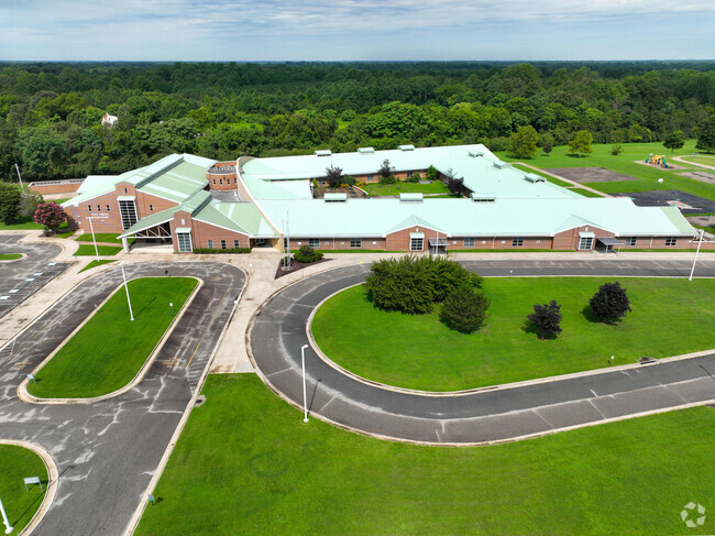 An aerial view of Pole Green Elementary School.