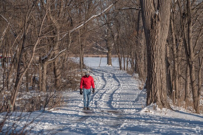 Someone on a winter stroll along the Cedar Lake Trail.