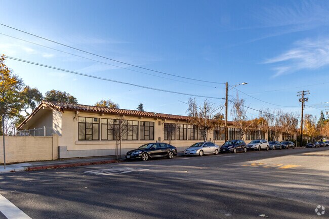 A view of the St. Clare Elementary School classrooms from the street in Santa Clara.