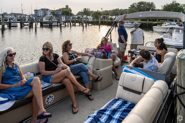 Friday night is time to relax and kick back on the boat at the North Camden marina.