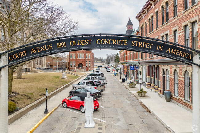 Court Avenue is a small street in downtown Bellefontaine, Ohio, located adjacent to the Logan County Courthouse. First paved in 1893, it is known for being the first street in the United States to be paved with concrete.