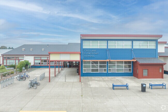 Creslane Elementary School gets a 6 out 10 on Great Schools and has about 500 students.