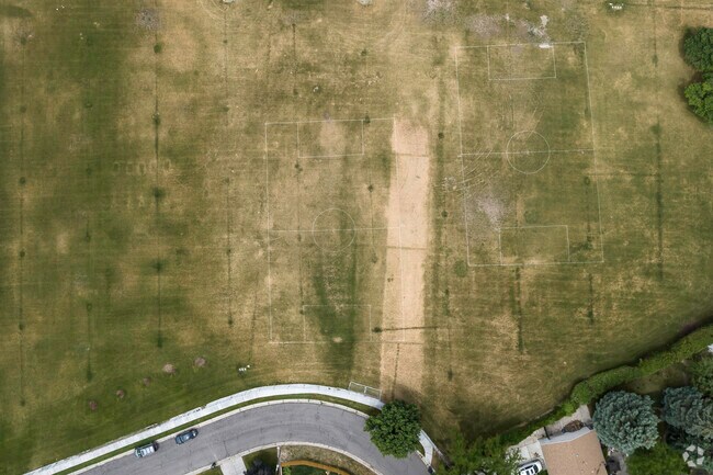 An aerial view of the field at Crestview Elementary School.
