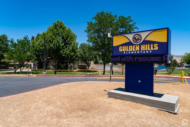 The sign at Golden Hills Elementary School welcomes students and staff as they enter the campus.