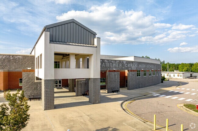 Panther Creek High School buildings have a modern architectural style in Twin Lakes.