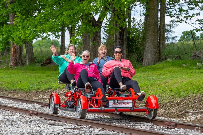 Active Milner residents can take a 10-mile round-trip rail-bike tour at Rail Explorers Bluegrass.