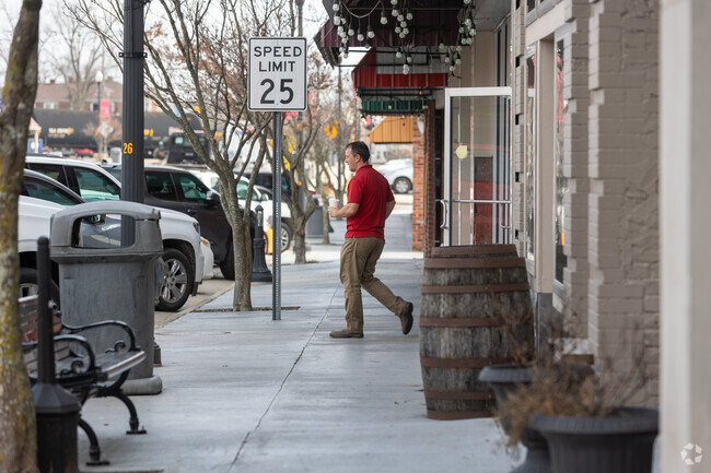 The broad sidewalks in downtown Albertville make it easy for walk to shops and restaurants, even during the many festivals held there.
