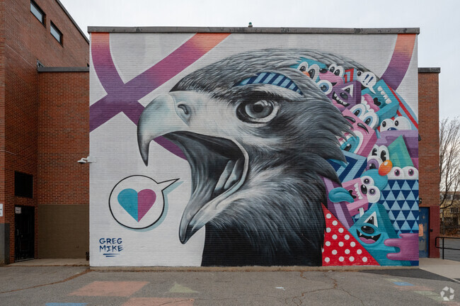 Cantebury Street School located in Worcester has some murals painted on the walls.