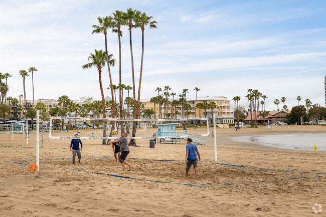 Residents play beach volleyball at Mother's Beach in Marina Del Rey.