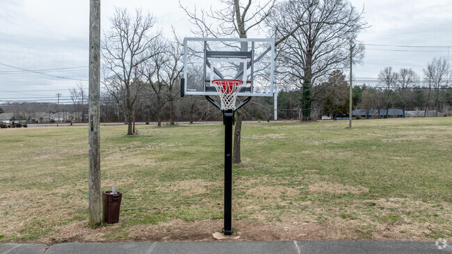 There's one basketabll goal on the campus of The Talented Tenth Boys' Academy of NC.