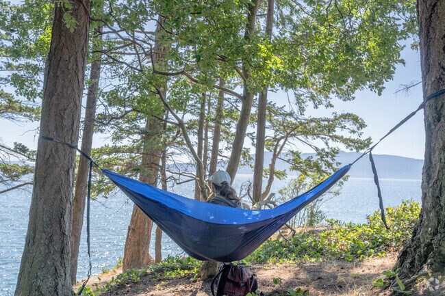 Relax in the shade while enjoying bay views at Clark’s Point near Fairhaven.