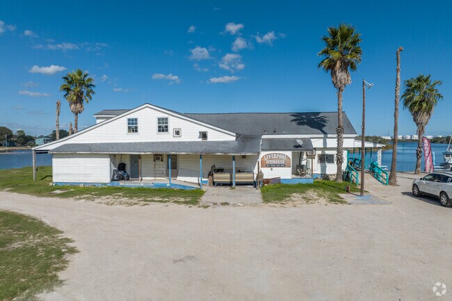 Liverpool Ice House overlooks Chocolate Bayou in town.
