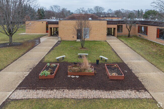 Washington Elementary School's garden in the backyard area of the school.