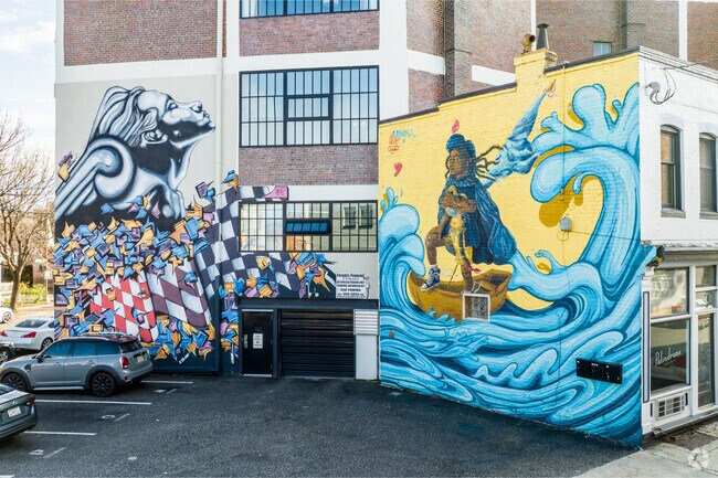 Artists beautify the buildings with bright, robust murals everywhere you turn in Jackson Ward.