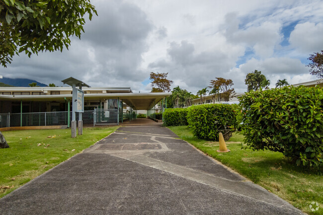 The pathways are wide and well maintained at Keolu Elementary School in Kailua.