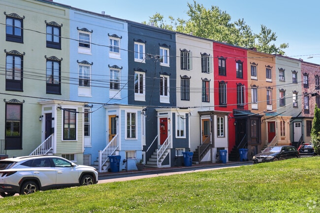 Bright rows of homes give life to Downtown Portland.