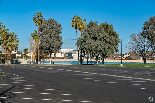 The parking lot in front of the school grounds leads to the baseball fields at Legacy Christian.