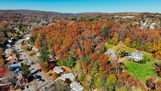 The homes of Tatnuck are situated on the many hills that surround the streets.