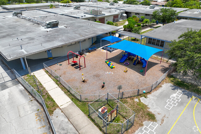 Audubon Elementary School has a shaded play area.