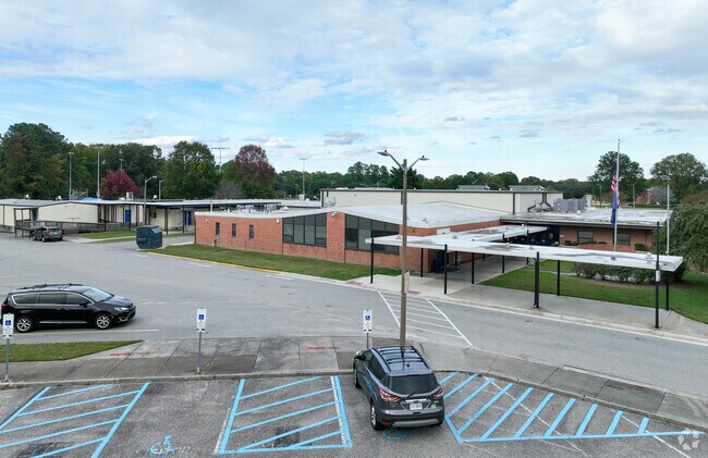 The entrance to Yates Elementary School