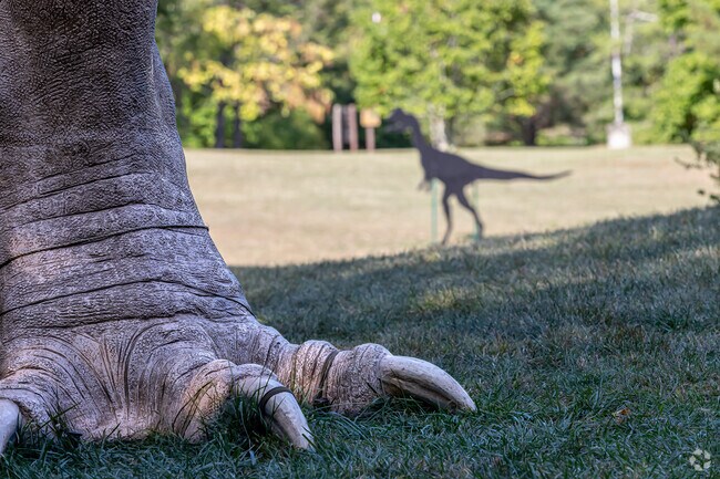 The park is renowned for its remarkable display of fossilized dinosaur footprints in Rocky Hill